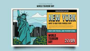 Free PSD youtube cover template for world tourism day celebration