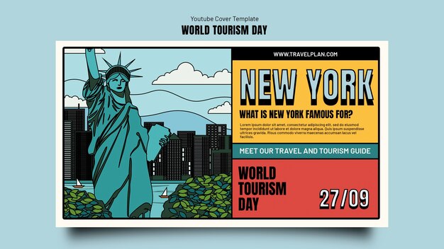 세계 관광의 날 축하를 위한 유튜브 표지 템플릿