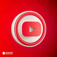 Free PSD youtube logo icon isolated 3d render illustration