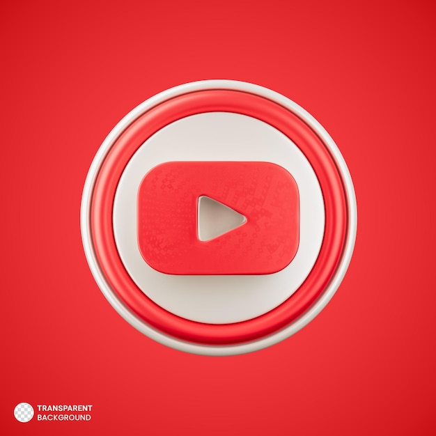 Free PSD youtube logo icon isolated 3d render illustration