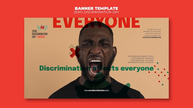 Free PSD zero discrimination day banner template with photo