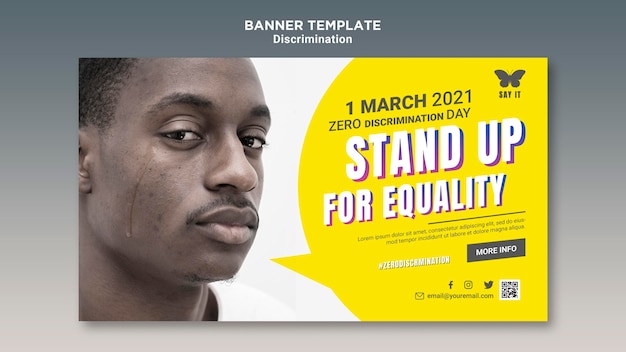 Free PSD zero discrimination day banner template with photo