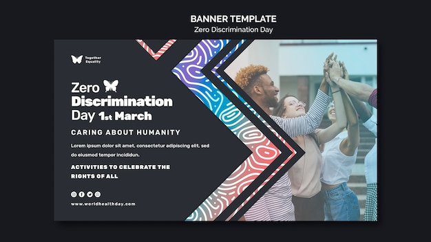 Free PSD zero discrimination day event banner template