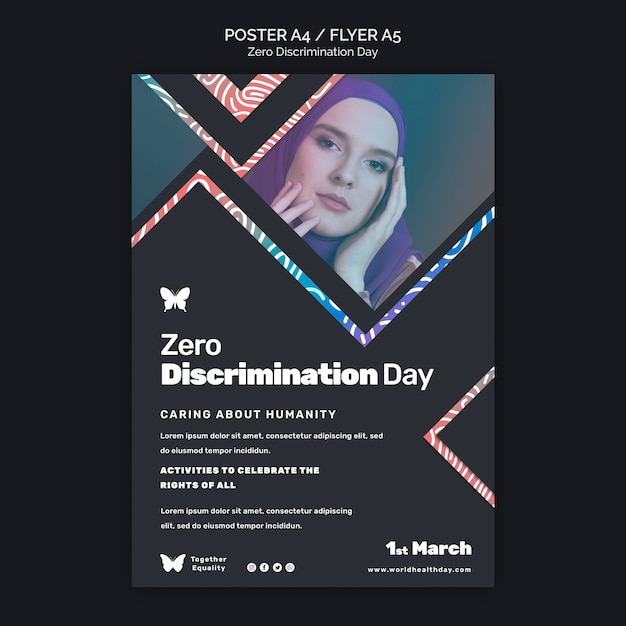 Modello di poster per eventi del giorno di discriminazione zero