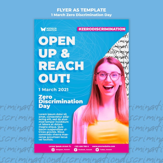 Zero discrimination day flyer template