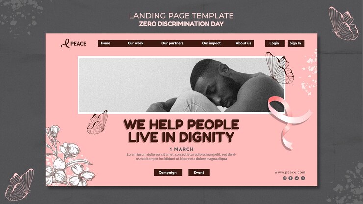Free PSD zero discrimination day landing page