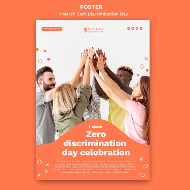 Zero discrimination day poster template with photo