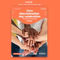 PSD gratuito modello di manifesto del giorno di discriminazione zero con foto