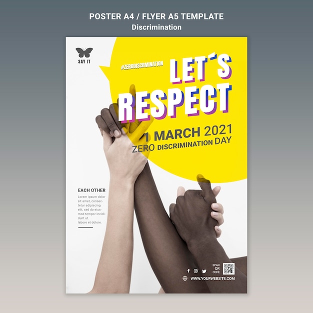 Free PSD zero discrimination day poster template