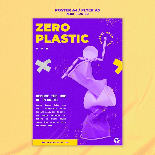 PSD gratuito modello di progettazione di poster in plastica zero