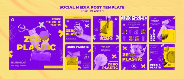 PSD gratuito modello di progettazione di post sui social media in plastica zero