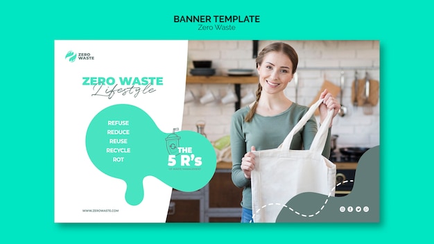 Zero waste banner template concept