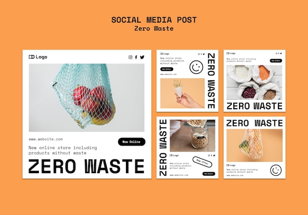 PSD gratuito post sui social media del modello di progettazione zero rifiuti