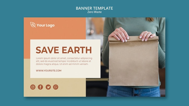 Zero waste horizontal banner template