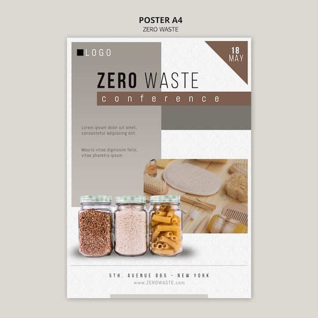 Free PSD zero waste poster template with photo