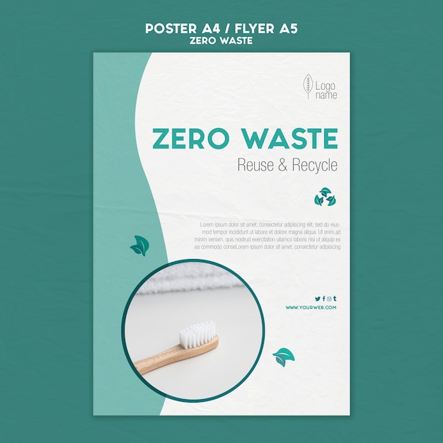 PSD gratuito modello di poster zero waster con foto