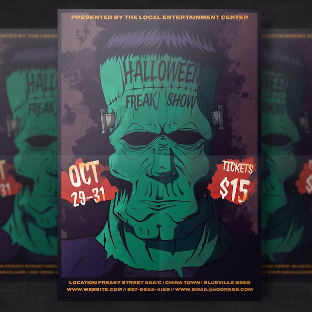 Бесплатный PSD Шаблон flyer halloween party flyer