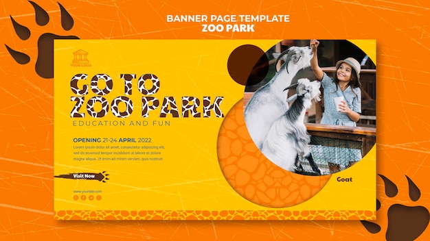 PSD gratuito pagina banner parco zoo con foto