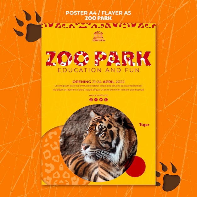 Zoo park flyer template