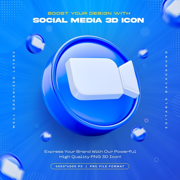 Free PSD zoom logo icon isolated 3d render illustration
