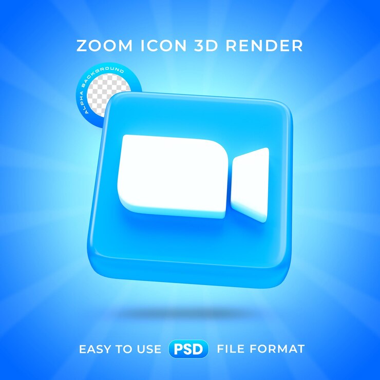 Бесплатный PSD 3d-рендеринг иконки zoom для социальных сетей