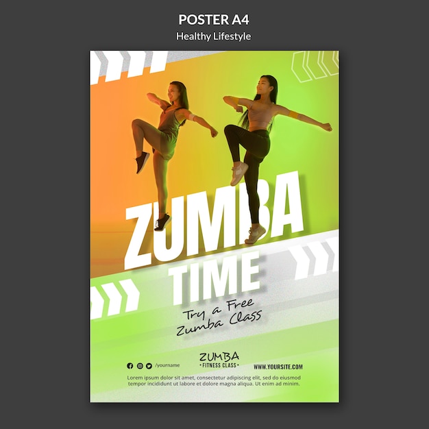 Free PSD zumba time poster template