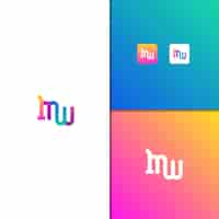 無料ベクター 1 文字 m と文字 w のグラデーション ロゴ