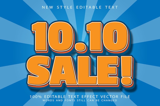 10.10 sale editable text effect emboss cartoon style