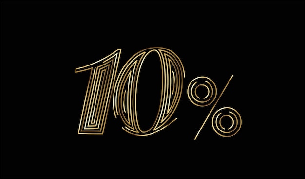 10% OFF Gold Sale Discount Banner. Discount offer price tag. Vector Modern Sticker Illustration.