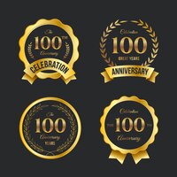 Free vector 100 anniversary label collection