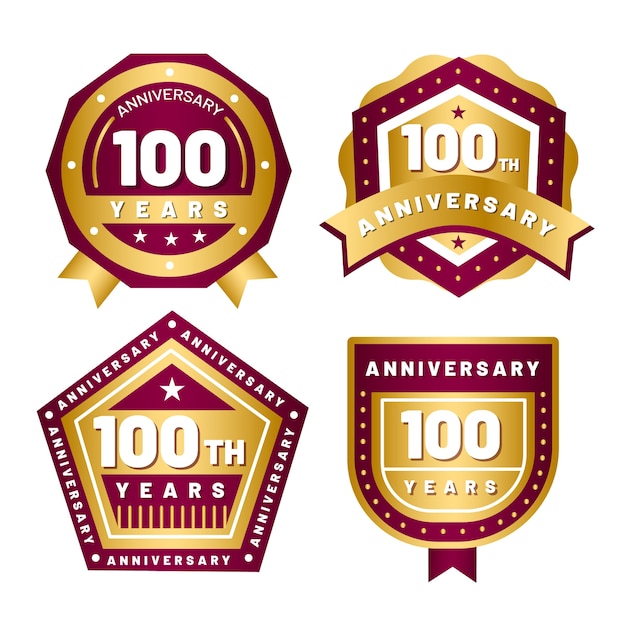 Free vector 100 anniversary label collection