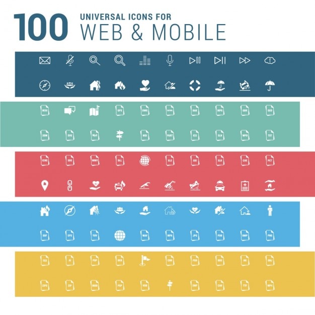 Free vector 100 cute web and mobile icons