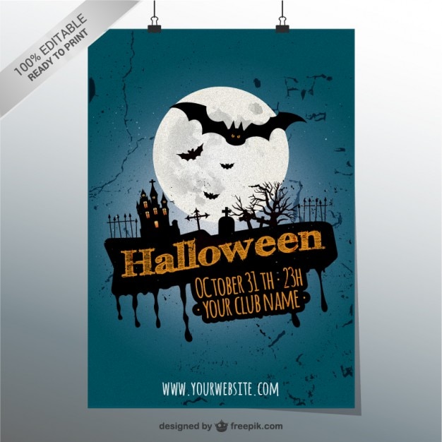 Free vector 100% editable halloween party poster