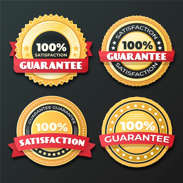 Vettore gratuito set di badge di garanzia al 100%