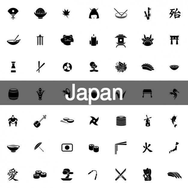 Free vector 100 japanese icons