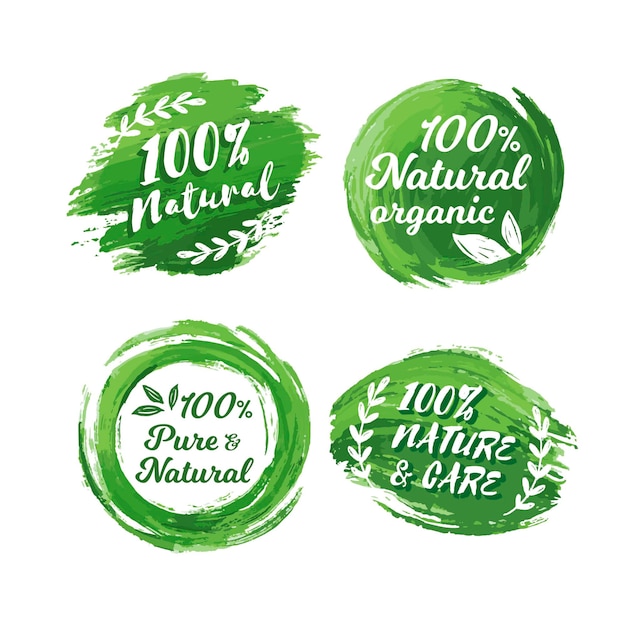 Free vector 100% natural badge collection