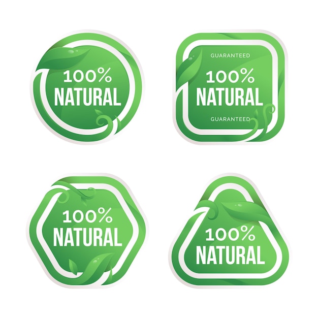 Vettore gratuito collezione di badge naturali al 100%