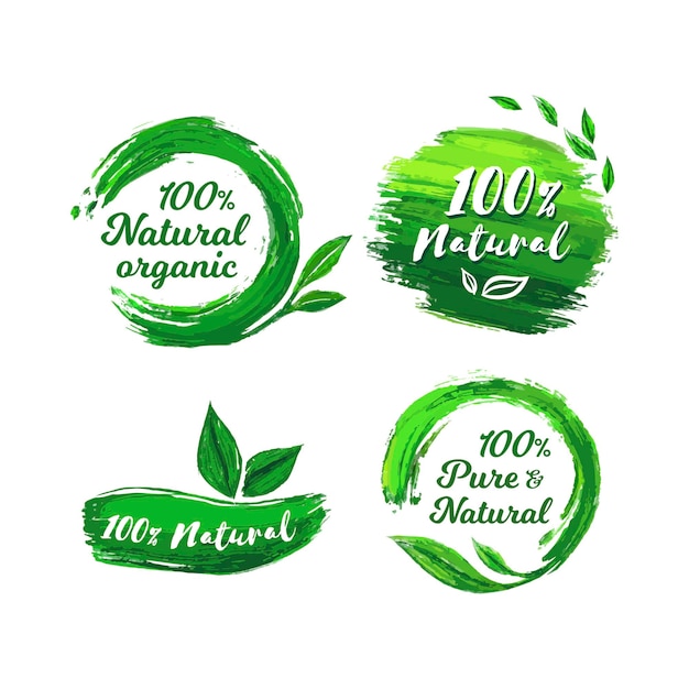 Free vector 100% natural label collection