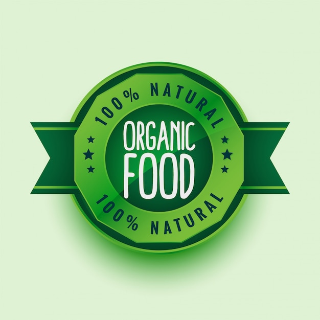 100% natural organic product green label or sticker design