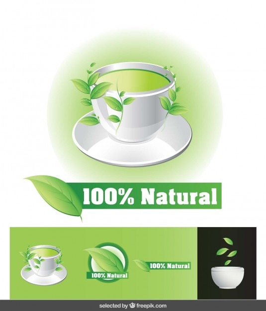 Free vector 100% natural tea illustration