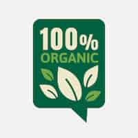 無料ベクター 食品マーケティングキャンペーン用の100％オーガニックバッジステッカーベクター