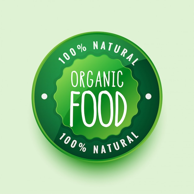 100% organic natural food label or sticker design