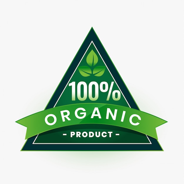 Free vector 100% organic product green label or sticker