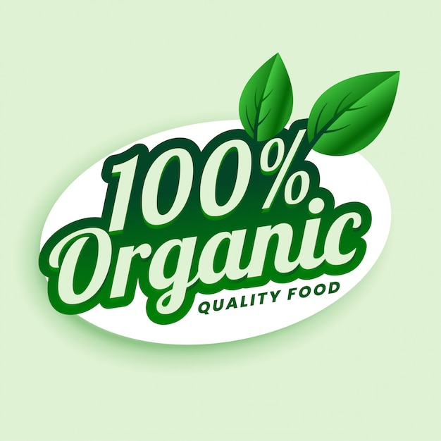 100％有機品質の食品グリーンステッカーまたはラベルデザイン