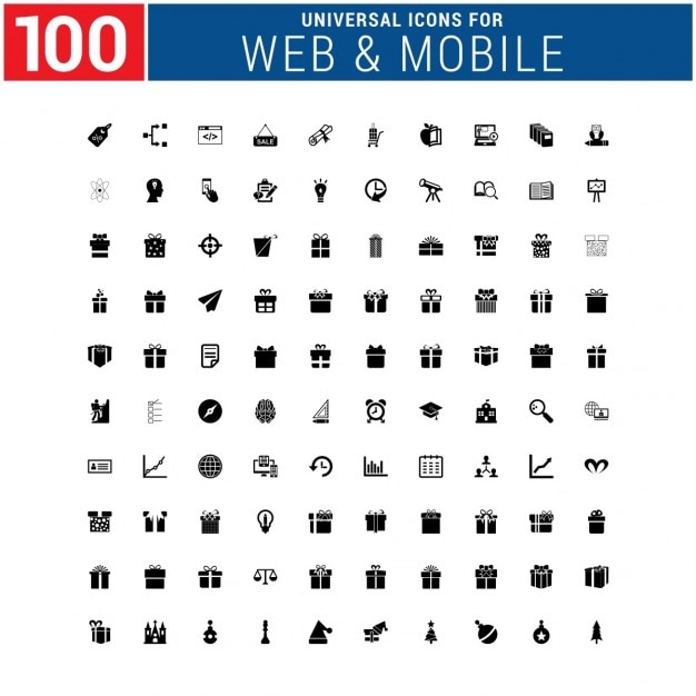Бесплатное векторное изображение 100 универсальный иконка