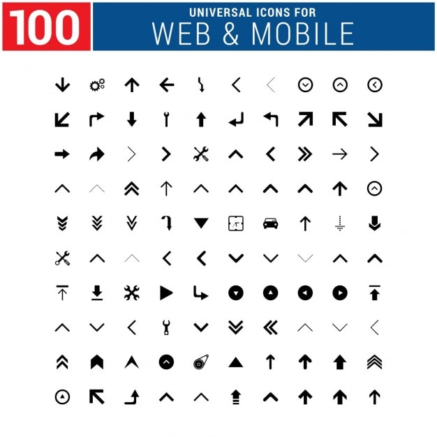 웹 및 모바일 용 100 범용 아이콘 세트