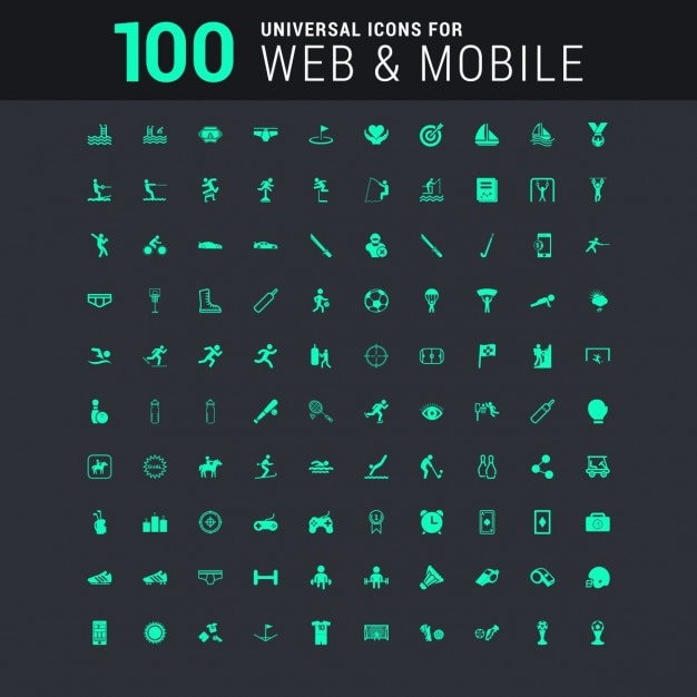 Free vector 100 universal icons set for website and mobile