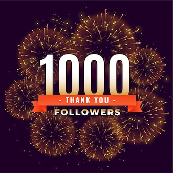 1000 seguaci grazie modello di fuochi d'artificio celebrazione