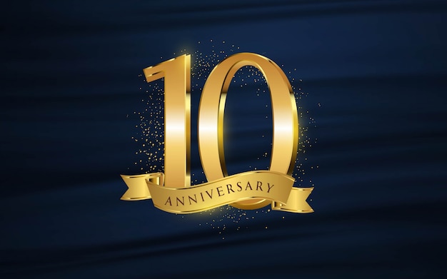 イラスト3 Dフィギュアゴールド壁紙10周年 背景 プレミアムベクター