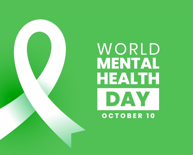 Free vector 10th october global mental health day concept background with ribbon design vector